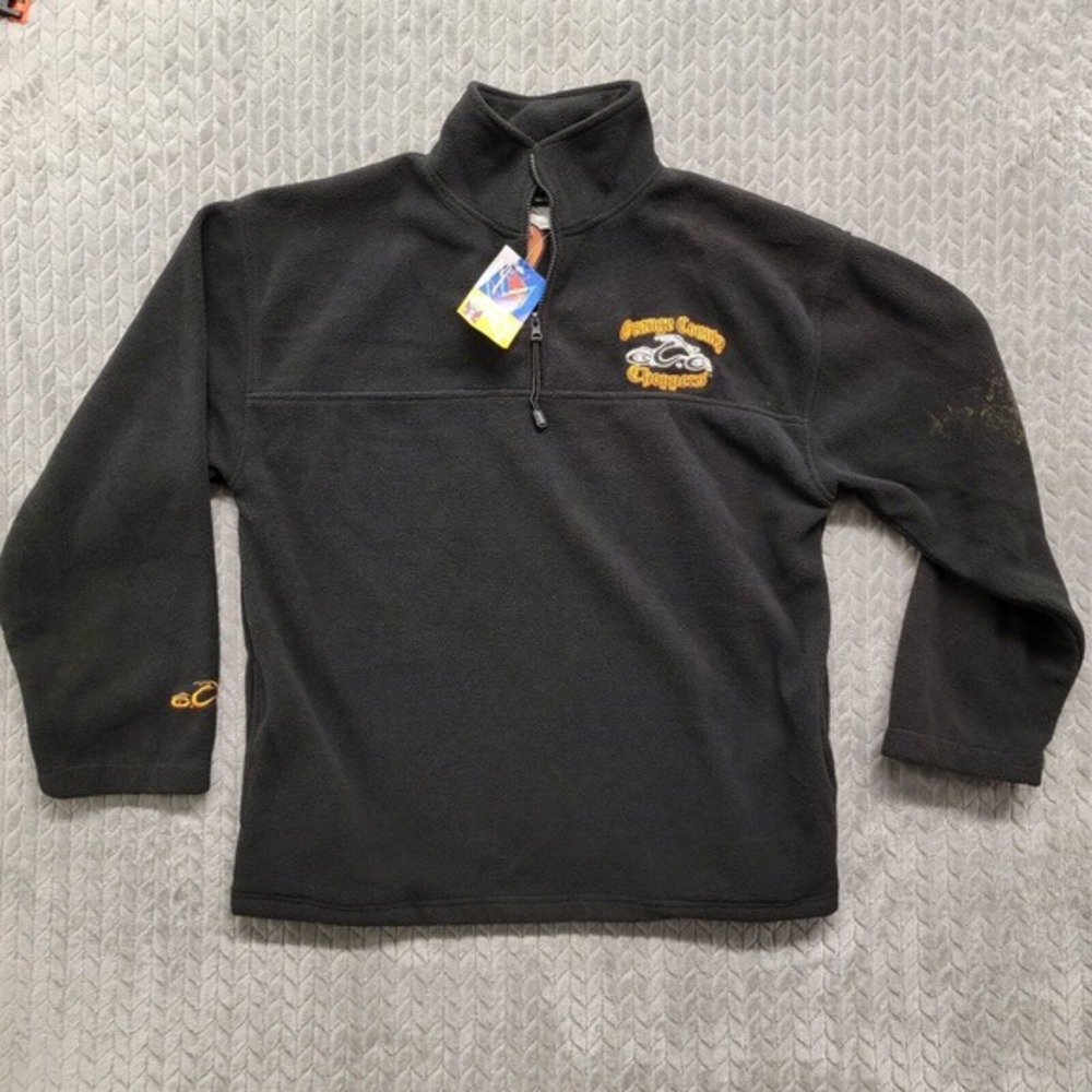 Orange County Choppers Fleece Pullover ¼ Zip Mens Large Black New York Biker NWT